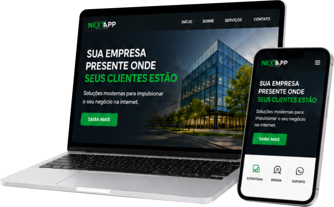 Mockup do site corporativo e sistema de gestão desenvolvido pela Nextapp